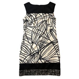 Ann Taylor Geometric Sleeveless Black and White Classic Cocktail  Dress size 8